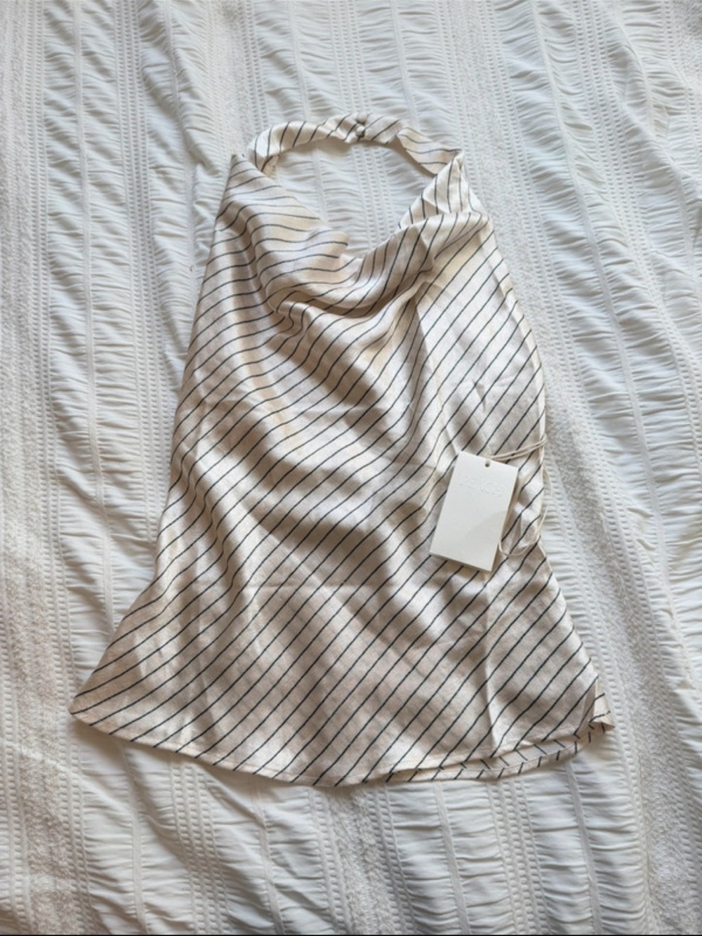 Cream & Black Striped Halter Top